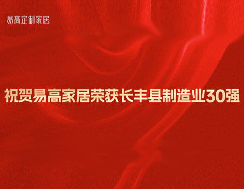  祝贺易高家居荣获“长丰县制造业30强”荣誉称号！